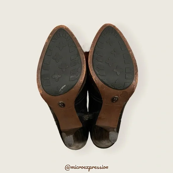 $379 Frye Harlow Campus Black Genuine Leather Zip Up Casual/Formal Ankle Bootie - Picture 7 of 10